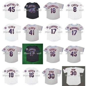 QQQ8 Air01 Vintage 1986 Baseball Trikot 8 Gary Carter 41 Tom Seaver 18 Darryl Strawberry 30 Nolan Ryan 17 Darryl Strawberry 16 Gooden 45 Pedro Martinez