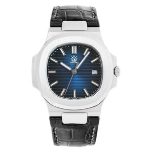 Classic Square Men's Watch Atmospheric Stalom Stal Smanid Cashed 40 mm Luminous Surface Duża okno kalendarzowe odpowiednie dla różnych imprez