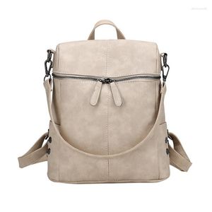 Bolsas de armazenamento de grande capacidade ombro vintage mochila mochilas de couro de couro para adolescentes