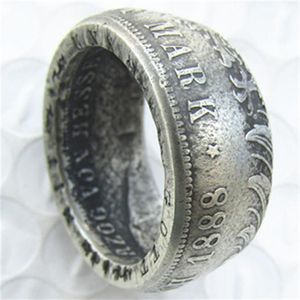 Germany Silver Coin Ring 5 MARK 1888 Silver Plated Handmade In Sizes 8-16326K233y