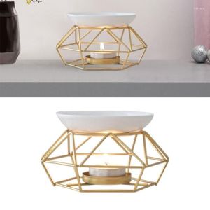 Candle Holders Aromatic Oil Burner Geometric Ceramic Essential Holder Wax Melt Warmer Melter Fragrance For Home Office