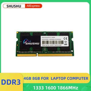 Shushu Memoria Ram DDR3 DDR3L 8GB 4GB 1333MHZ 1600 МГц 1866 МГц Sodimm RAM PC3-10600 12800 14900 Для памяти ноутбука