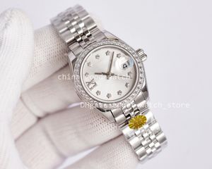 Orologio da donna Orologi Movimento automatico di fabbrica Meccanico Dive 28MM Nuovo stile V2 Cinturino in 904L Lunetta con diamanti Abito da donna Polsini con zaffiro Scatola originale luminosa