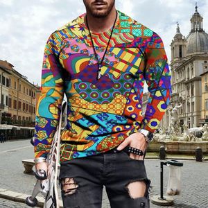 Men's T Shirts Long Sleeve T-shirt Sexy Mens Clothing Fashion 3d Abstract Print Tops 2023 Summer Casual Pullover Men Tees Shirt Plus Size