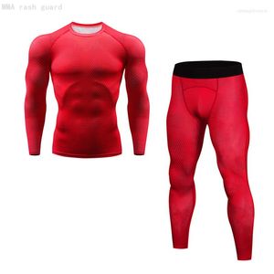 Men's Thermal Underwear Set Clothing Winter First Layer Long Johns MMA Compression Shirt Pants Rash Guard Male Jogging Suit 4XL