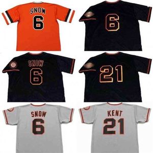 qqq8 C202 Men 6 J.T. SNOW 21 JEFF KENT 1993 Baseball Jersey or any name and number jersey