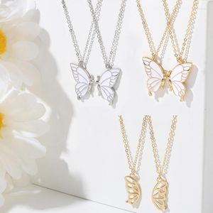 Anhänger Halsketten Zweiteilige Schmetterling Halskette Kette Paar Schmuck Geschenk Benutzerdefinierte Großhandel Freundschaft Frauen Mode Luxus Accessoires