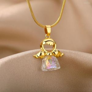 Pendant Necklaces Zircon Angel Girl For Women Cute Fairy Elf Charm Necklace Femme Christmas Jewelry Accessories Gift