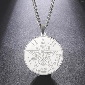 Pendant Necklaces Wicca Pentagram Tetragrammaton Necklace Solomon Name Of God Pentacle Magical Blessed Amulet Stainless Steel Jewelry