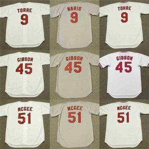 qqq8 C202 Herren 9 JOE TORRE 45 BOB 45 BOB GIB 1975 Baseball-Trikot