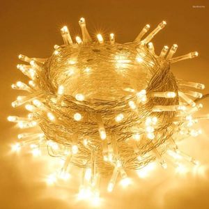 Strings 100 LED Warm White Christmas Light Indoor 10m Outdoor Waterproof 8 Modes Plug-in Twinkle Fairy String Lights For Wedding Party