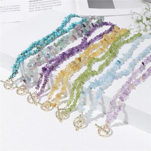 Anhänger Halsketten Unregelmäßige Stein Perlen Halskette Quarzs Agat Amazonit Gold Farbe Charme Einfache Reiki Choker Für Frauen Schmuck Freund