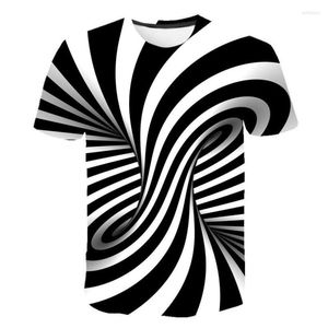 Camiseta masculina de camiseta gráfica de listras de camiseta gráfica 2023 Summer Round pescoço de manga curta Tops casuais camisetas 3d abstrato plus size tshirts soltos