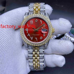 Alle vereisten 36 5MM automatische Maschine Herrenuhr modische Silber Shell Luxus kleine Diamant Lünette Männer Armbanduhr rot und blau2701