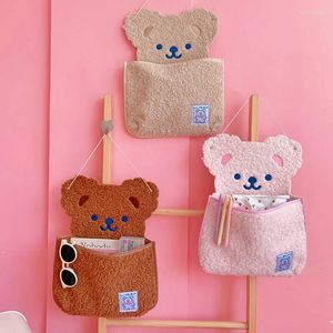 Storage Bags Japanese Cute Bear Wall Hanging Bag Ins Girls' Dormitory Decorative Pocket