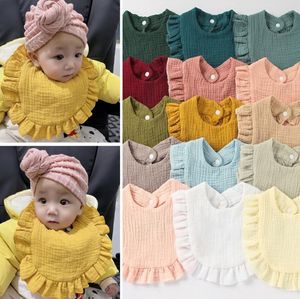 Bebek geğirme bezleri düz renkli bebek önlükleri yenidoğan fırfır pamuk tükürük havlular türban dantel besleme bib bebek erkek kız bandana 16 tasarımlar yg6822