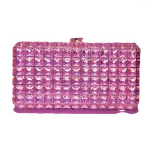 Borse da sera Fucsia Strass Donna Lusso Rosa/Verde/Blu 9 colori Pochette da sposa Pochette da sposa per ragazze da donna