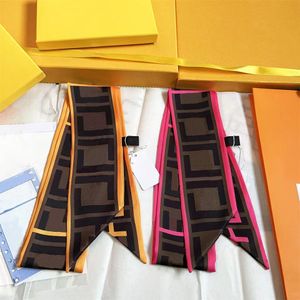 Sciarpa di seta classica Marchio di lusso femminile stilista lettera di moda fascia per borse Sciarpe in vera seta Dimensioni materiale 8x120 cm