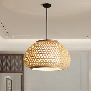 Lampade a sospensione Soffitto intrecciato a mano Appeso Luci di bambù in stile cinese vintage Decor Sala da pranzo Ristorante Light Kitchen Fixtures