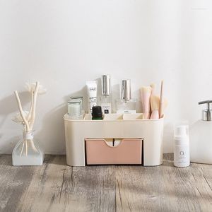 Caixas de armazenamento Big Makeup Organizer Box Jewelry Colares Brincho de esmalte de plástico Desktop para cosméticos para cosméticos