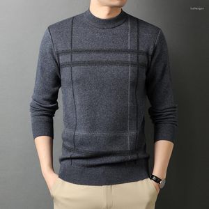 Men's Sweaters Men Sweater 2023 Autumn Winter Striped Jersey Jumper Pullover Man Half Turtleneck Knitted Warm