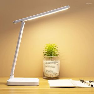 Bordslampor LED -skrivbordslampa 3 Färg Dimbar Touch Foldbar Bedside Reading Dormitory Eye Protection USB Wasgeble Night Light