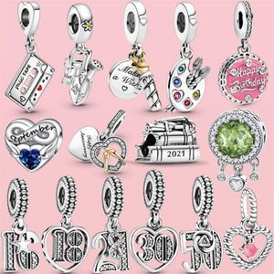 925 Gümüş Fit Pandora Charm Bilezik Boncuk Doğum Günü Kutlaması Yıldönümü Dangle Charmes Ciondoli DIY Güzel Boncuklar Jewelry208u
