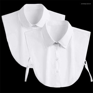 Bow Ties False Collar Women Versatile Cotton Professional Shirt White Pointy Round Bank Tax Autumn