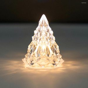 Luces nocturnas Mesa de cristal LED Lámpara de escritorio con forma de cono de diamante romántico Atmósfera de diamante Luz