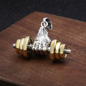 Hand Grabbing Dumbbell Pendant Necklaces 925 Sterling Silver Ball chain Vintage Gothic Punk Handmade Jewelry Accessories Gifts For Men Women 45 50 55 60 cm