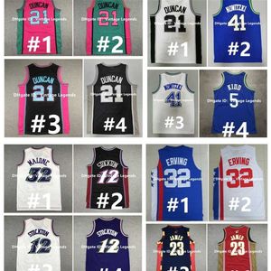 qqq8 Maglia retrò da basket John Stockton Karl Malone James Tim Duncan Dirk Nowitzki Jason Kidd Clyde Drexler Hakeem Olajuwon Spud Webb Julius