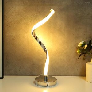 Lâmpadas de mesa Modern LED LED Spiral Lamp Curved Desktop Fres