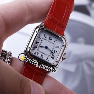 27mm Panthere WSPN0006 Lady Watches White Dial Swiss Quartz Womens Watch Steel Case Red Leatherストラップ高品質ファッションこんにちはW250U