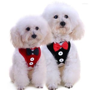 Dog Collars 7 Styles 1 Set Cat Harness Vest With Leash Bowtie Gentleman Suit Cute Bowknot Jacket Breathable Pet