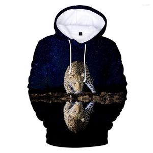 Herrtröjor leopard 3d hoodie djur harajuku tröja män/kvinnor streetwear män plus storlek