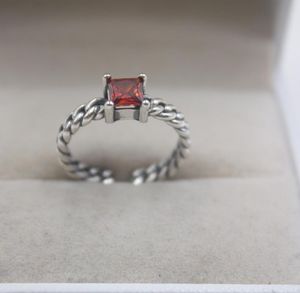 Klusterringar Pure S925 Silver Ring Woman's Red Garnet Small Weave Open Us Size 6-9