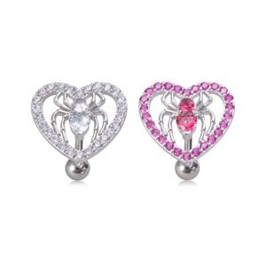 14G Heart Spider Belly Button Rings For Body Piercing 316L Surgical Steel Zircon Reverse Navel Ring