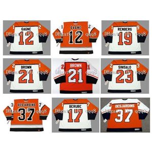 Maglia da hockey personalizzata vintage q888 12 SIMON GAGNE 19 MIKAEL RENBERG 21 DAVE BROWN 23 ILKKA SINISALO 37 ERIC DESJARDINS 17 CRAIG BERUBE Arancione