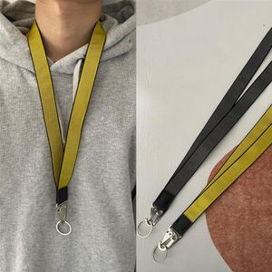 off Industrial Lanyard Long keychain yellow nylon strap halter fashion luggage pendant unisex brand designer carved alloy buckle d266o