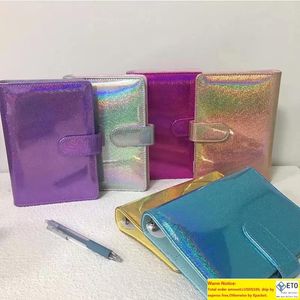 A6 Giltter Notepad Binder Pu Leather Rainbow Notebook Cover 6hole Circular Ring Book Protective Shell Waterproof Journal Ytter hölje