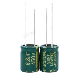 10pcs 6.8uF 450V 10x13mm High ripple current Long Life 450V6.8uF 10 by 13mm Aluminum Electrolytic Capacitor for Power Adapter