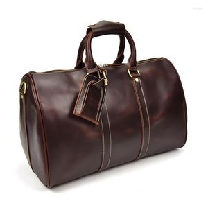 Duffel Bags Luufan Crazy Horse Leather Carry On Lugguage Shoulder Travel Bag Messenger Overnight For Tour 2023 Designer Hand