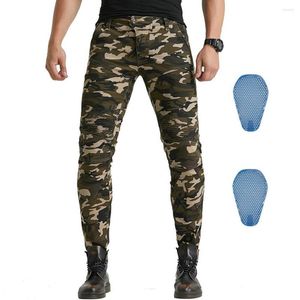 Motorcykelkläder 2023 män som rider jeans Motorcykelbyxor CE Insert Silica Gel Honeycomb Kne Hip Pads Motocross Racing Trouser