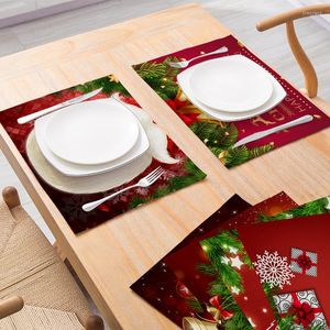 Table Mats 2023 Christmas Red Series Cotton Mat Western Food Nordic Style Cloth Placemat For Dining