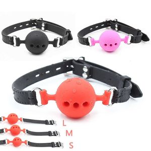 Bola de silicone macio BDSM Brinquedo oral de engrenagem oral fetiche de boca aberta Brinquedos sexuais respiráveis ​​para casais Cosplay Escravo Acessórios exóticos