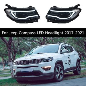 Car Headlights Assembly Dynamic Streamer Turn Signal Indicator Head Lamp For Jeep Compass LED Headlight Daytime Running Lights