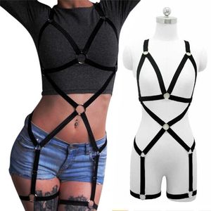 Intimo sexy Bretelle gotiche Cinghie per bondage Calza Corpo Lingerie Donna Imbracatura in pelle Reggicalze Erotico