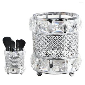 Scatole portaoggetti Strumenti per il trucco Portapenne Ornamenti Crystal Cosmetic Make-Up Brush Box Organizzatore da tavolo Smalto per unghie