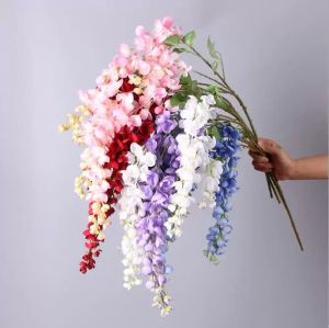 Wholesale artificial wisteria silk flower 5 forks 110cm long nine colors for choose hanging vine decoration