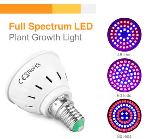 LED Grow Lights Hydroponiczne światło wzrostu E27 Full Spectrum 220V UV Lampa Roślina Sadzonka kwiat